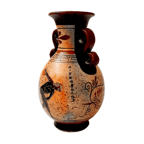 Ancient Greek Amphora 17cm,Multicolored,showing themes from Ancient Olympics - ifigeneiaceramics