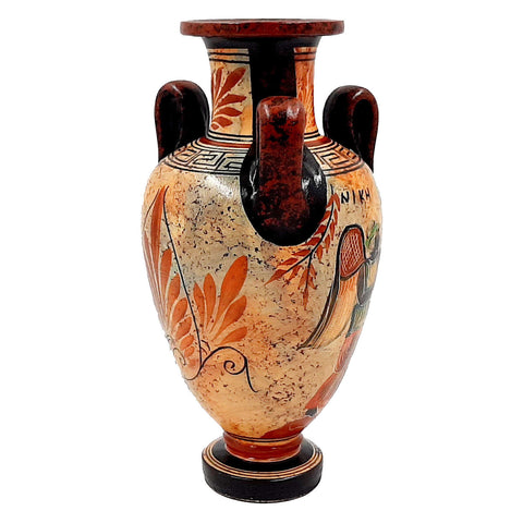 Ancient Greek  Amphora  22cm,Mulitcolored, Shows Europa with the Bull,and Godess Nike - ifigeneiaceramics