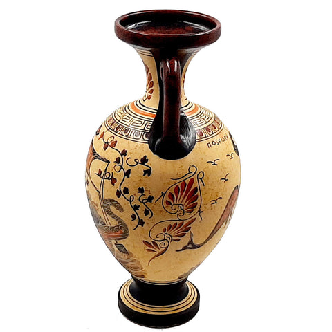 Ancient Greek Amphora Vase 31cm,God Dionysus,Poseidon - ifigeneiaceramics