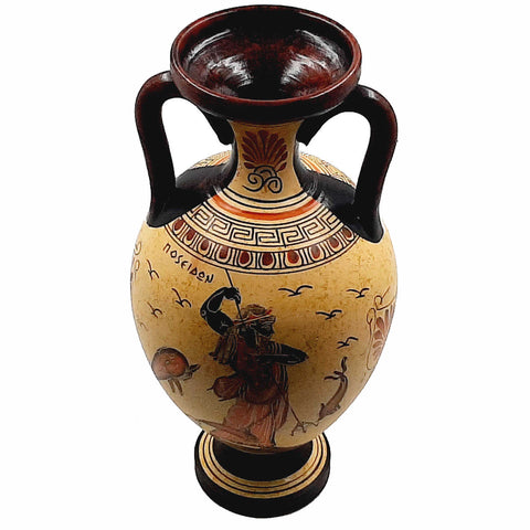 Ancient Greek Amphora Vase 31cm,God Dionysus,Poseidon - ifigeneiaceramics