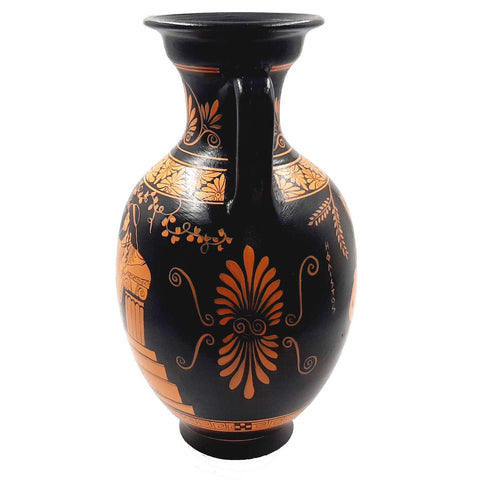 Ancient Greek Amphora,Red Figure Pottery Vase 31cm,God Hephaestus with Thetis,God Dionysus - ifigeneiaceramics