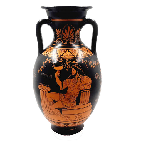 Ancient Greek Amphora,Red Figure Pottery Vase 31cm,God Hephaestus with Thetis,God Dionysus - ifigeneiaceramics