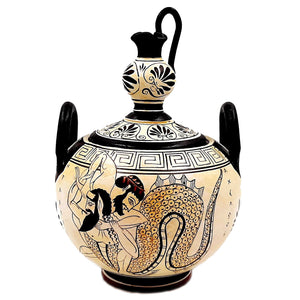 Ancient Greek Canister 20cm with lid, Attic white Ground Pottery - ifigeneiaceramics