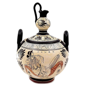 Ancient Greek Canister 20cm with lid, Attic white Ground Pottery - ifigeneiaceramics