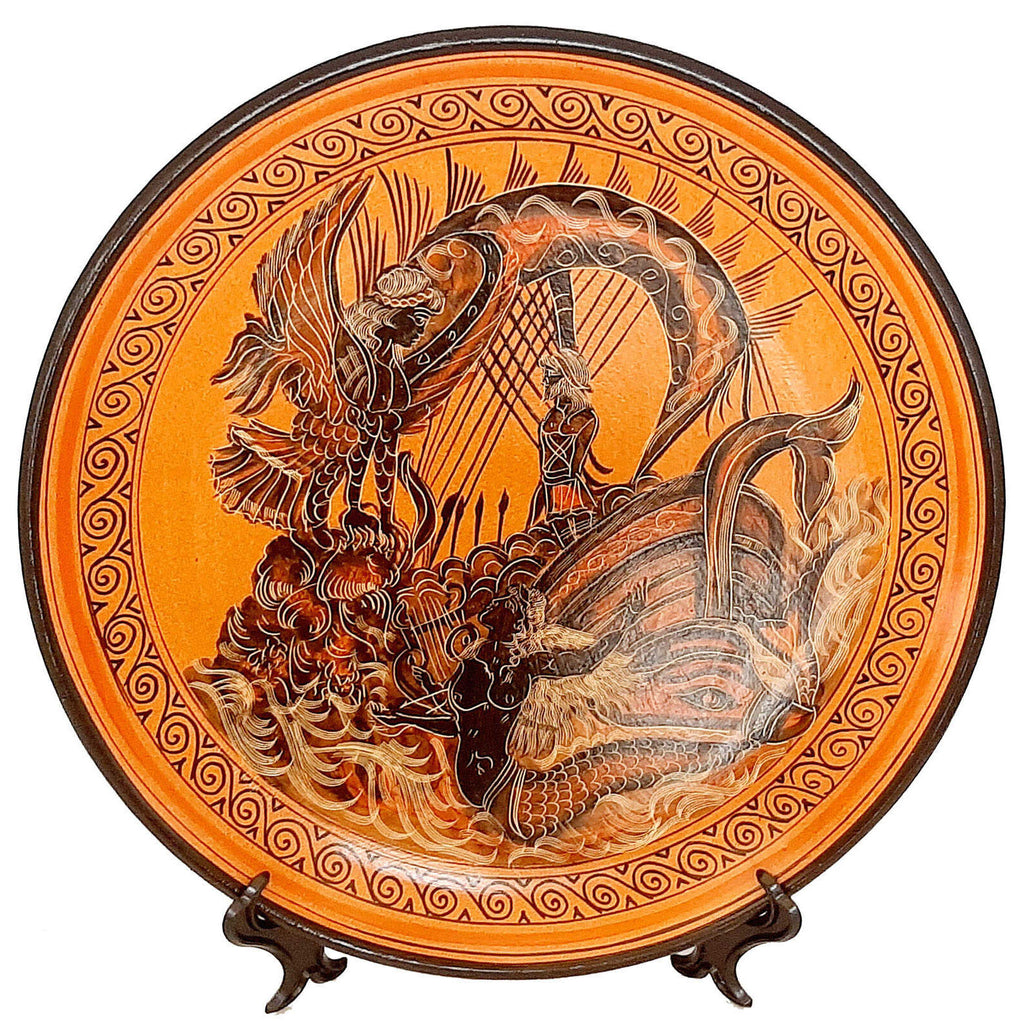 Ancient Greek Ceramic Plate 28cm,Odysseus and the Sirens