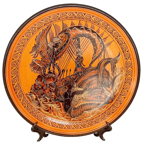 Ancient Greek Ceramic Plate 28cm,Odysseus and the Sirens