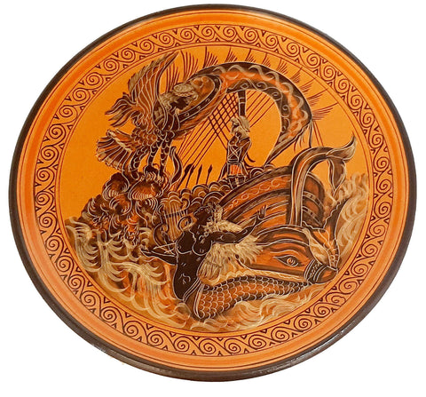 Ancient Greek Ceramic Plate 28cm,Odysseus and the Sirens