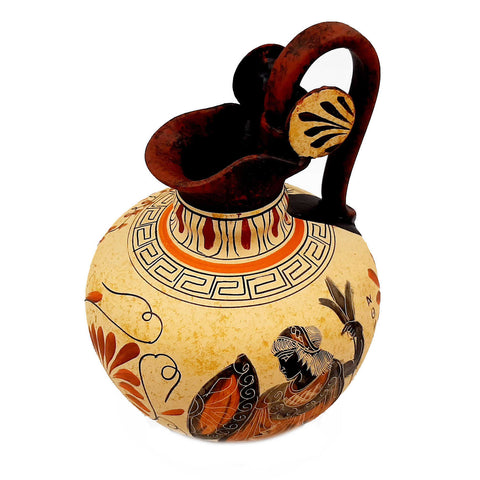 Ancient Greek Jar, Rhodian Oinochoe 20cm,Goddess Athena and God Dionysus - ifigeneiaceramics