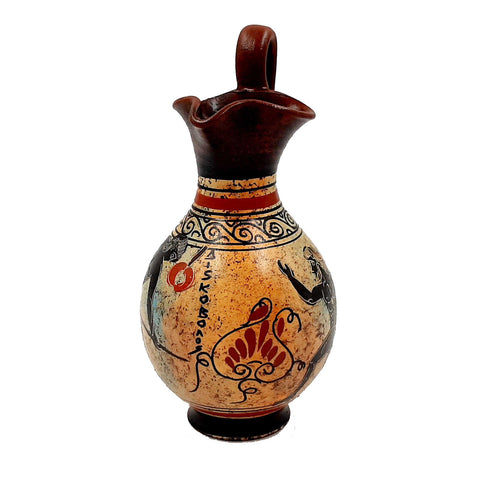Ancient Greek Oinochoe 16cm,Multicolored,showing themes from Ancient Olympics - ifigeneiaceramics