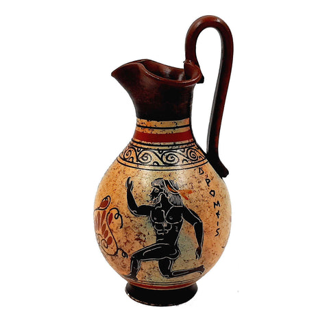 Ancient Greek Oinochoe 16cm,Multicolored,showing themes from Ancient Olympics - ifigeneiaceramics