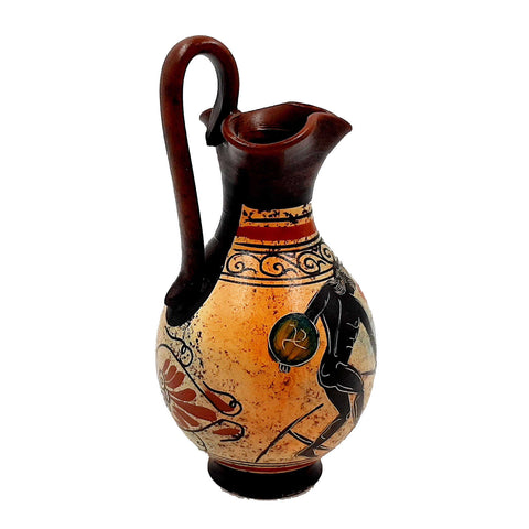 Ancient Greek Oinochoe 16cm,Multicolored,showing themes from Ancient Olympics - ifigeneiaceramics
