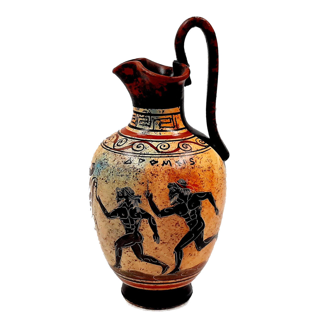 Ancient Greek Oinochoe 20cm,Multicolored,showing themes from Ancient Olympics - ifigeneiaceramics