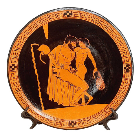 Ancient Greek Plate 23cm,Red figure painting,two males of different ages