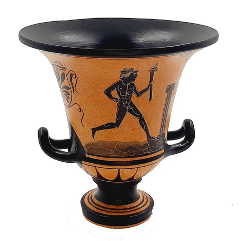 Ancient Greek Pottery Krater 16,5cm,showing Runners from Ancient Olympics - ifigeneiaceramics