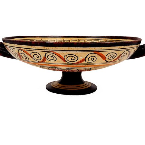 Ancient Greek Pottery, Kylix 26cm ,God Zeus as swan seduces Leda - ifigeneiaceramics