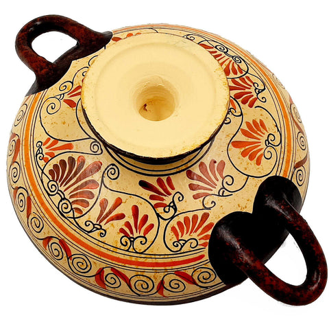 Ancient Greek Pottery, Kylix 26cm ,God Zeus as swan seduces Leda - ifigeneiaceramics