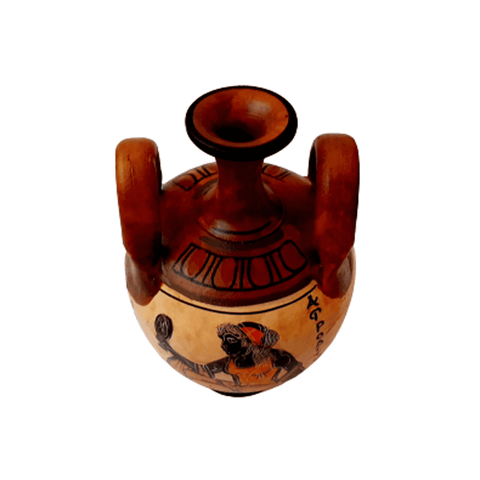 Ancient Greek Vase 13cm,Brown Shades Amphora ,Showing Goddess Aphrodite - ifigeneiaceramics