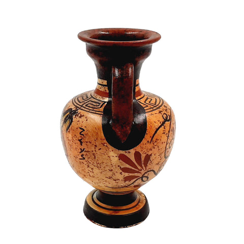 Ancient Greek Vase 13cm,Multicolored Amphora ,Showing God Zeus - ifigeneiaceramics