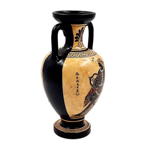 Ancient Greek Vase 22cm,Black figure Amphora,Telemachos with Nestor,God Apollo - ifigeneiaceramics