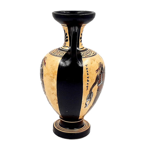 Ancient Greek Vase 22cm,Black figure Amphora,Telemachos with Nestor,God Apollo - ifigeneiaceramics