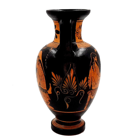Ancient Greek Vase 22cm,Red figure Amphora,Achilles with Patroclus,Zeus with Ganymede - ifigeneiaceramics