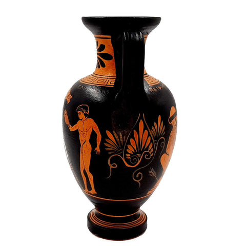 Ancient Greek Vase 22cm,Red figure Amphora,Achilles with Patroclus,Zeus with Ganymede - ifigeneiaceramics