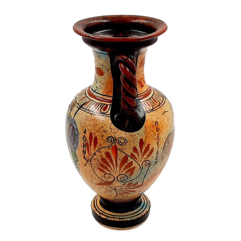 Ancient Greek Vase,Amphora 22cm,Mulitcolored, Shows God Poseidon and Goddess Athena - ifigeneiaceramics