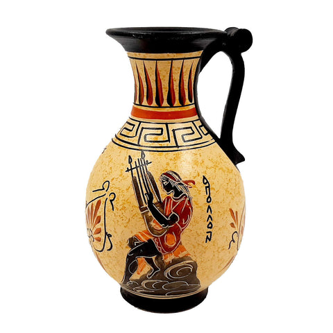 Ancient Greek Vase,Olpe 16cm,shows God Zeus with Ganymede,God Apollo - ifigeneiaceramics