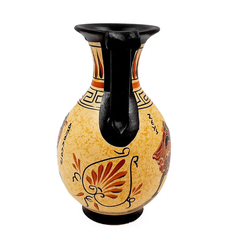 Ancient Greek Vase,Olpe 16cm,shows God Zeus with Ganymede,God Apollo - ifigeneiaceramics