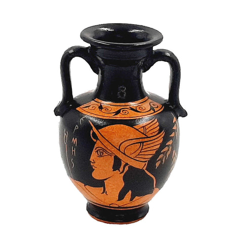 Ancient Greek Vase,Red figure Pottery,Showing God Hermes - ifigeneiaceramics