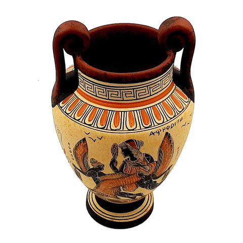 Ancient Greek Vase,Volute Krater 24cm,Goddess Aphrodite,God Dionysus and Hermes - ifigeneiaceramics