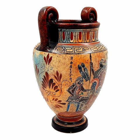 Ancient Greek Volute krater  24cm,Shows God Dionysus,Hephaestus,Thetis - ifigeneiaceramics