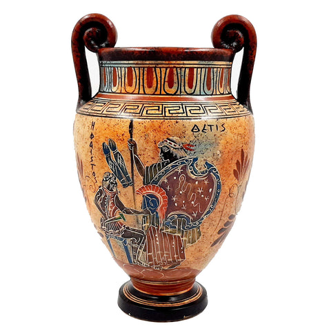 Ancient Greek Volute krater  24cm,Shows God Dionysus,Hephaestus,Thetis - ifigeneiaceramics