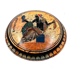 Pyxis 12,5cm diameter,Shows Goddess Aphrodite,Ancient Greek Pottery - ifigeneiaceramics