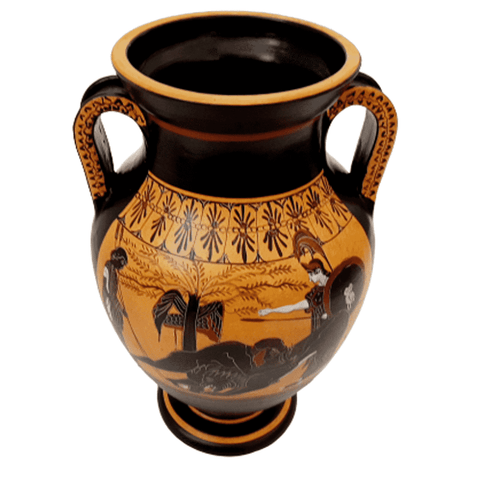 Red -Black Figure Amphora 31cm,Hercules driving Bull to Sacrifice,Museum Replicas - ifigeneiaceramics