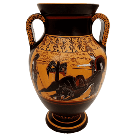 Red -Black Figure Amphora 31cm,Hercules driving Bull to Sacrifice,Museum Replicas - ifigeneiaceramics