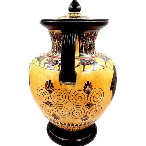 Attic Black figure Amphora 46cm ,Amasis Painter,God Dionysus and Maenads,Museum Replicas - ifigeneiaceramics