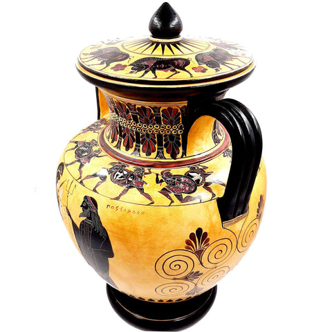 Attic Black figure Amphora 46cm ,Amasis Painter,God Dionysus and Maenads,Museum Replicas - ifigeneiaceramics