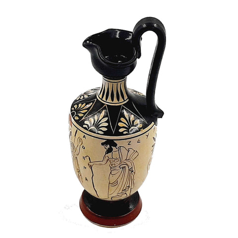 Attic Greek Vase,Oinochoe 19cm,Shows 3 Olympian Gods - ifigeneiaceramics