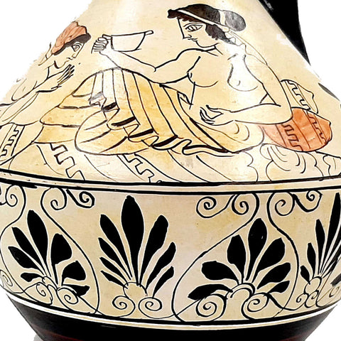 Greek Oinochoe ,White Ground Pottery Vase 25cm, Nymphs - ifigeneiaceramics