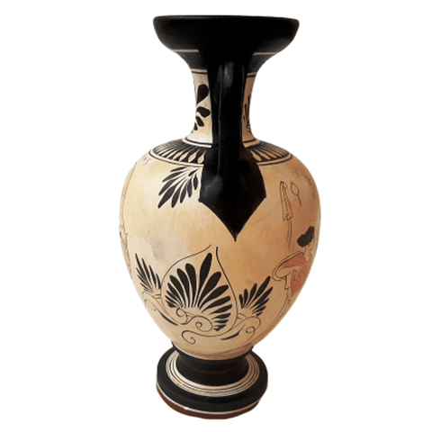 Attic White Ground Amphora 22cm,Shows Achilles,and Hercules fight Nemean Lion - ifigeneiaceramics