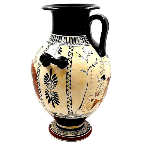 Attic White Ground,3 handle Hydria 36cm,Odysseus and the Sirens - ifigeneiaceramics