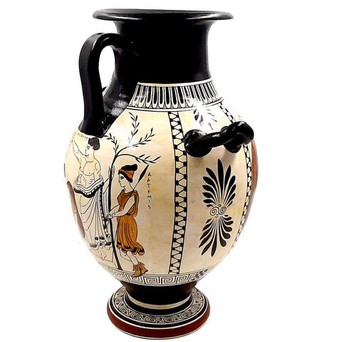 Attic White Ground,3 handle Hydria 36cm,Odysseus and the Sirens - ifigeneiaceramics