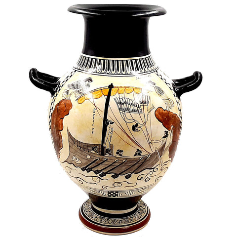 Attic White Ground,3 handle Hydria 36cm,Odysseus and the Sirens - ifigeneiaceramics