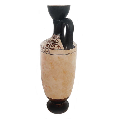 Attic white-ground Lekythos 25cm,Hermes psychopompos and woman at tomb