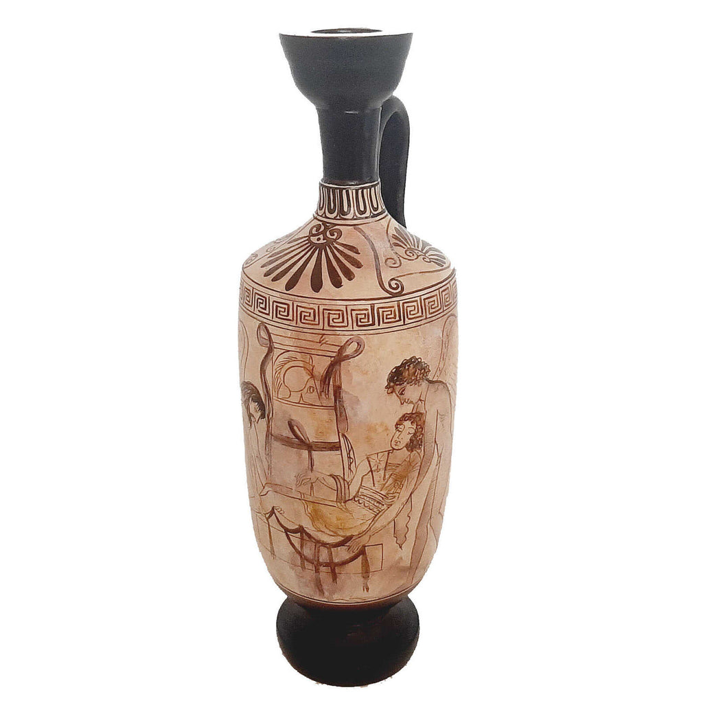 Attic white Lekythos 25cm,Hypnos and Thanatos carrying Sarpedon