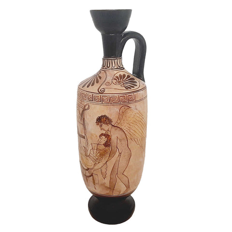 Attic white Lekythos 25cm,Hypnos and Thanatos carrying Sarpedon