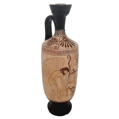 Attic white Lekythos 25cm,Hypnos and Thanatos carrying Sarpedon