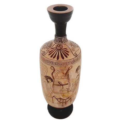 Attic white Lekythos 25cm,Hypnos and Thanatos carrying Sarpedon