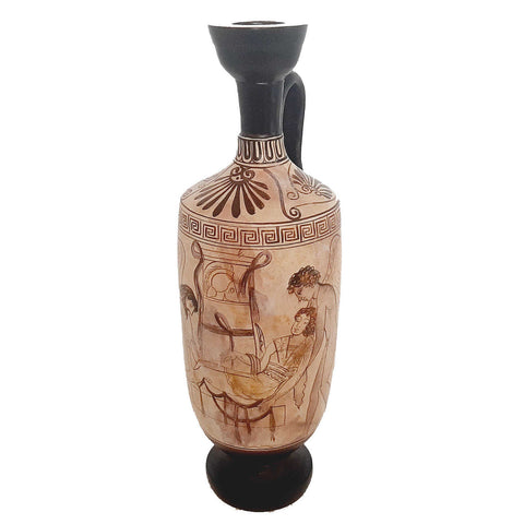 Attic white Lekythos 25cm,Hypnos and Thanatos carrying Sarpedon